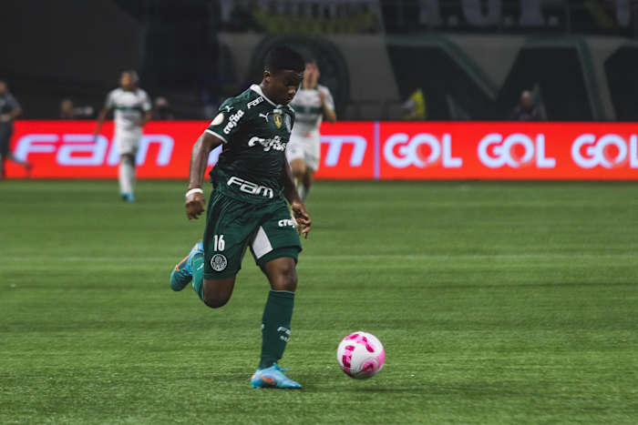 Endrick pictured during his professional debut for Palmeiras in October 2022